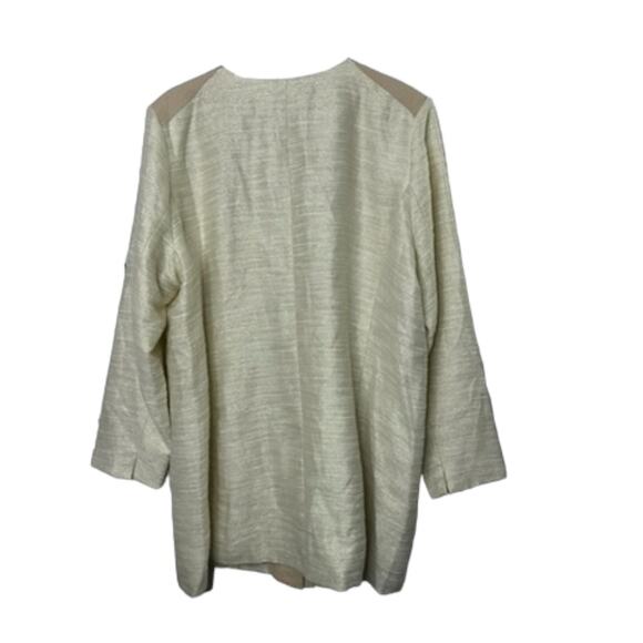 Dennis by Dennis Basso Beige & Gold Textured Topper Coat Women's XL NEW - Picture 2 of 14